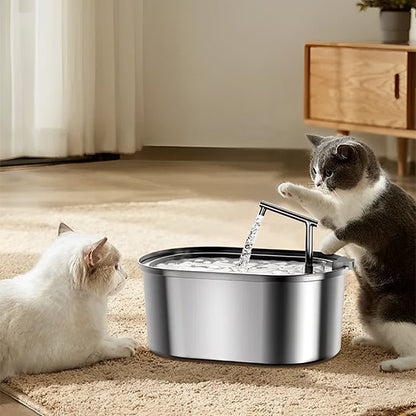 Fontaine a eau chat - inox - ChatTisfait